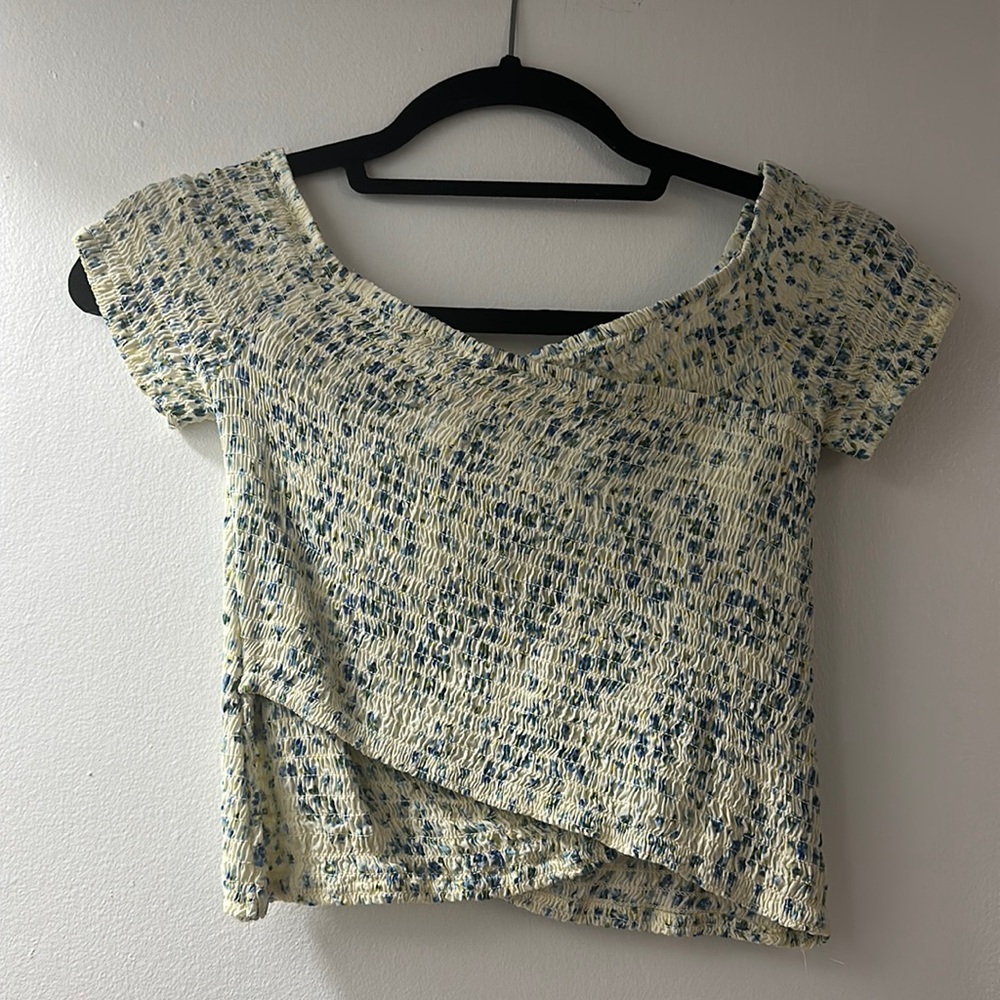 Aqua Smocked Wrap Top